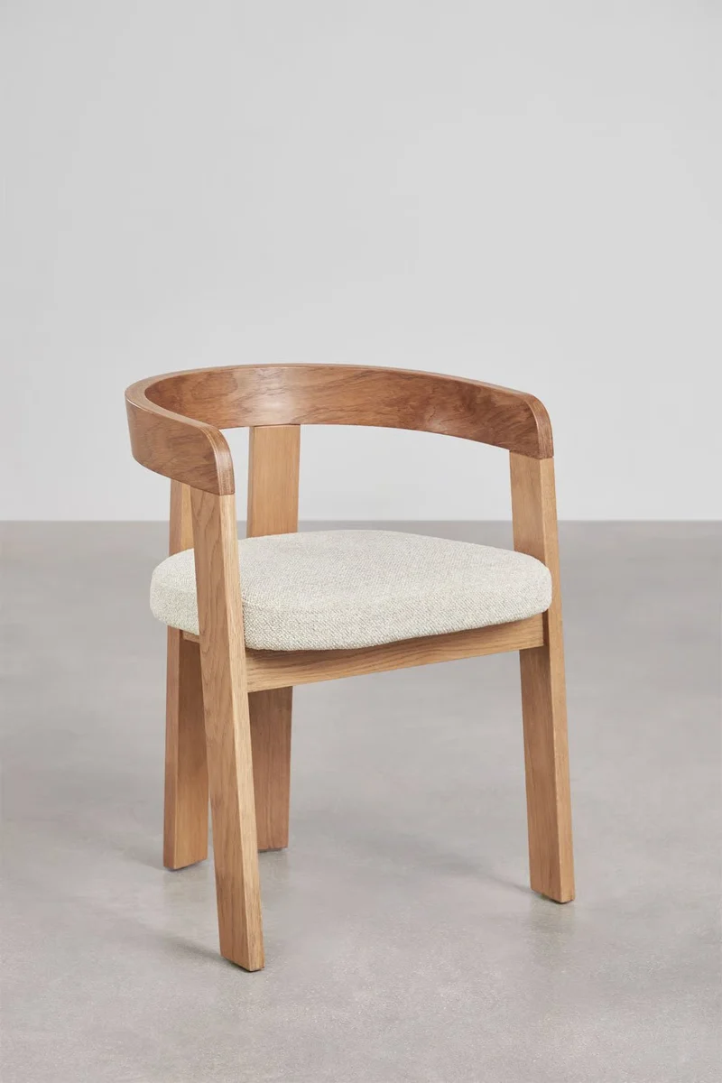 Yvone - Sedia da pranzo con braccioli in legno e rivestita