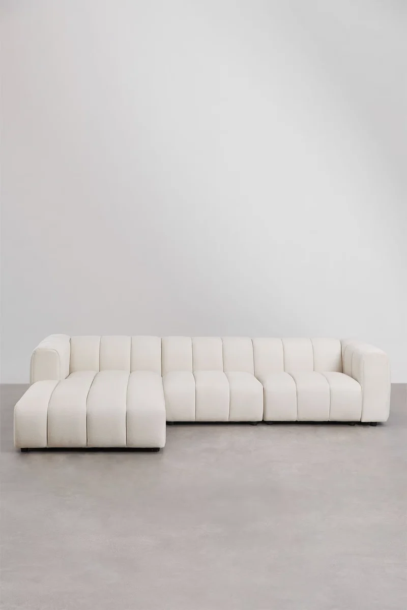 Divano modulare chaise longue sinistro a 3 pezzi in tessuto bouclé Eliot 315x170