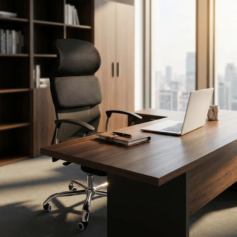 Sedia da Ufficio con Poggiapiedi in Poliuretano cm 59x63x128 - EUSTACE