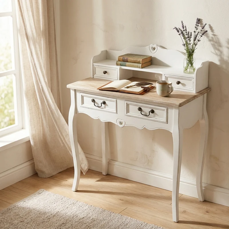 Scrittoio con 4 cassetti shabby chic 87x38 - WIL