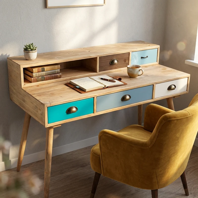Scrivania multicolor in Legno cm 120x50x79 - WARREN