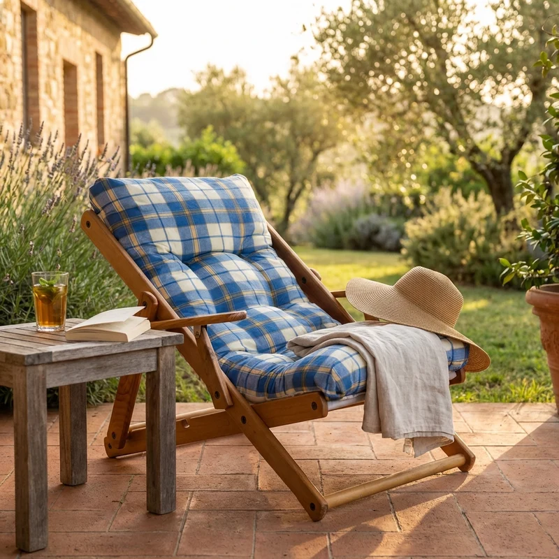Poltrona Sdraio 3 posizioni con cuscino in Cotone Legno cm 84x60x100 - OZZY