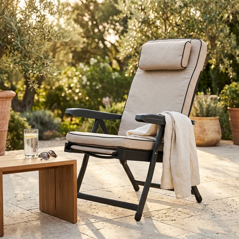 Poltrona Sdraio relax reclinabile in Tessuto Acciaio cm 155x60x60 - MORTY