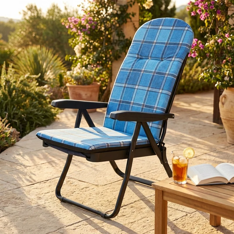 Poltrona Sdraio relax reclinabile in Tessuto Acciaio cm 155x60x60 - QUENTIN