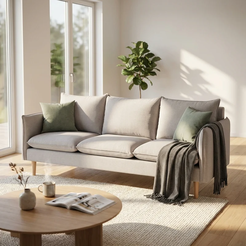 Divano 3 posti stile scandinavo in Tessuto cm 188x82x84 - LEO