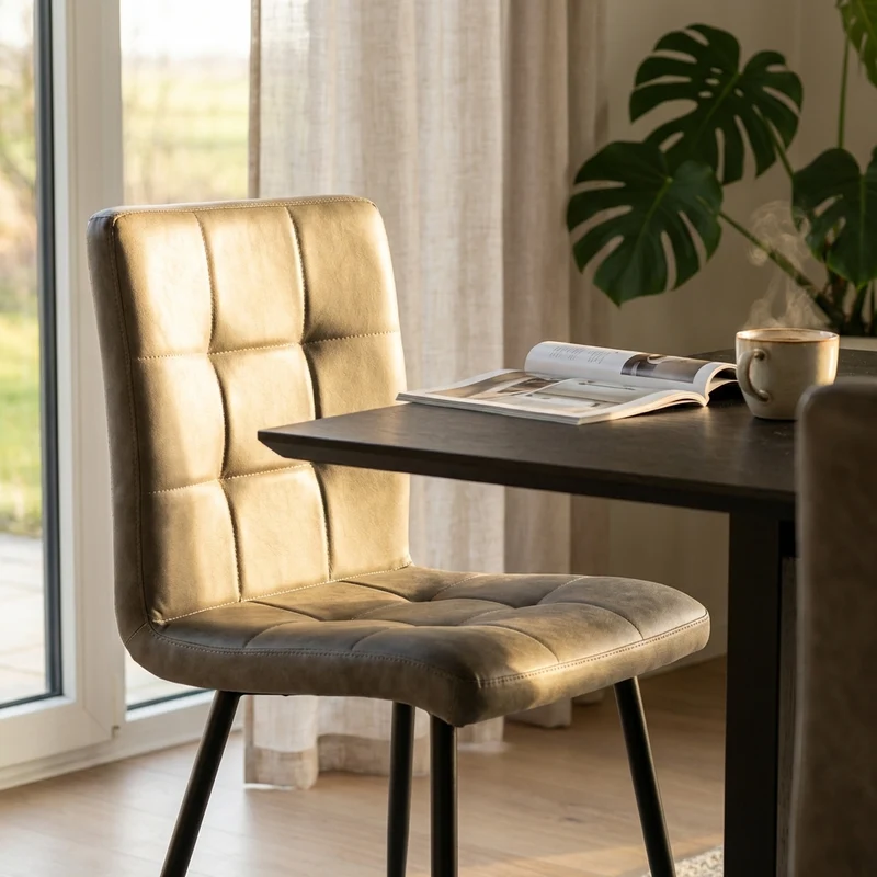 Sedia per Sala da Pranzo in Ecopelle Metallo cm 40x41x89 - ELEONORE