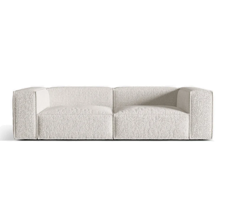 Divano NURIA 4 posti 250x110 cm - Velluto o Bouclè Beige