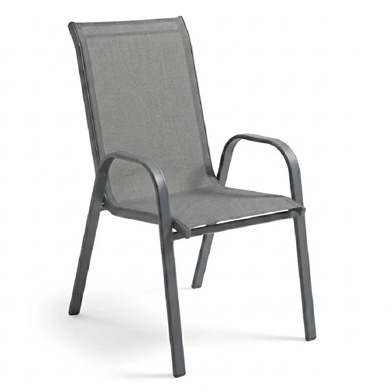 Sedia Con Braccioli Leuca Steel Grigia Textilene
