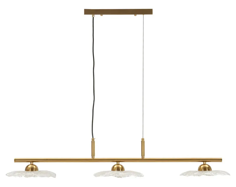 Lampadario a 3 luci in vetro trasparente struttura dorata - EMILY