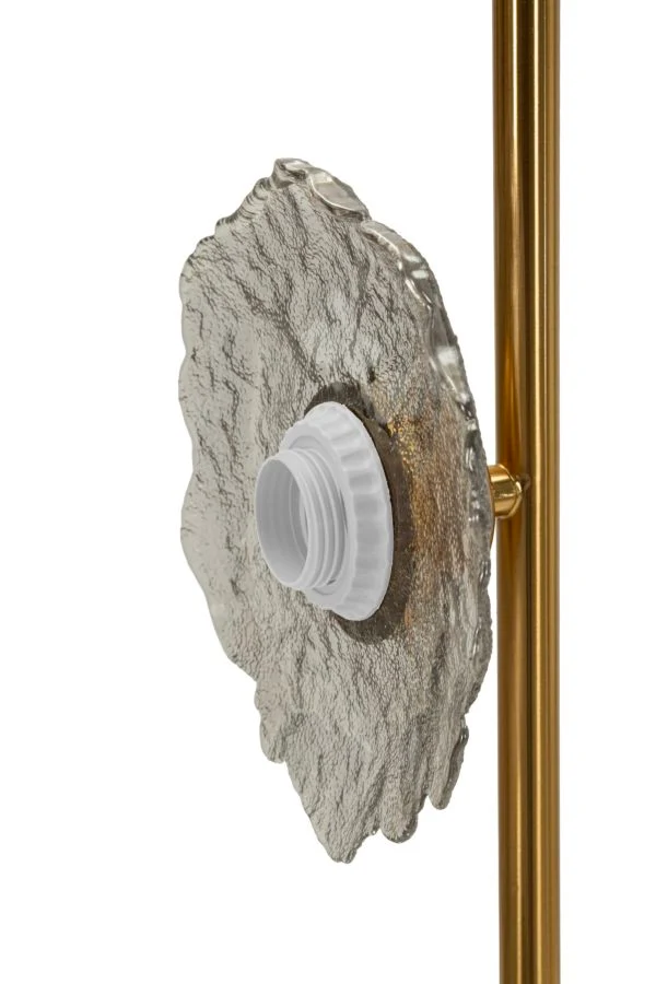 Lampadario verticale in vetro fumé con dettagli dorati - EMILY