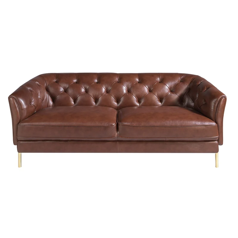 Divano Chester a 2 posti in pelle marrone cognac