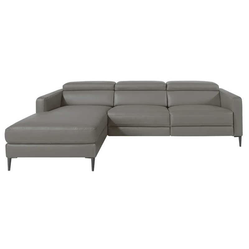 Divano relax con chaise longue a sinistra in pelle grigio scuro