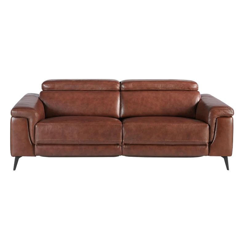 Divano relax a 3 posti in pelle marrone