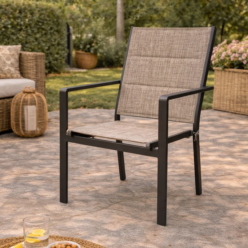 Sedia Con Braccioli Tremiti Imbottita Beige