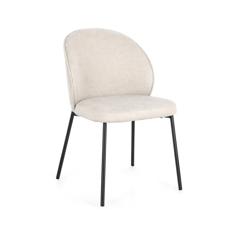 Sedia Jane in tessuto beige base nera