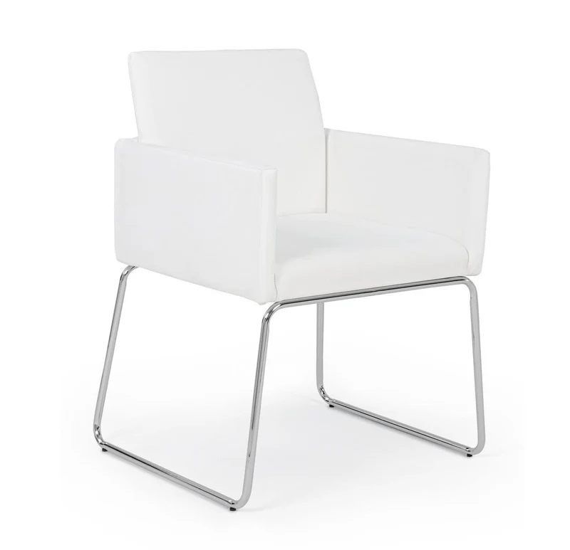 Sedia SISSI in ecopelle tortora, bianco, nero base cromata