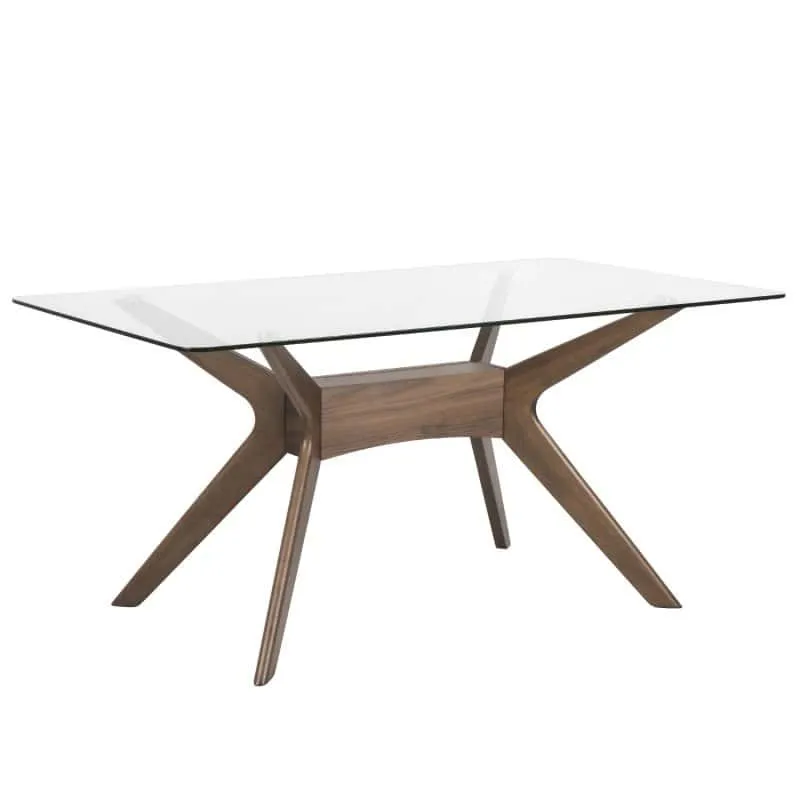 Tavolo DELIA in Noce e top in vetro 160cm