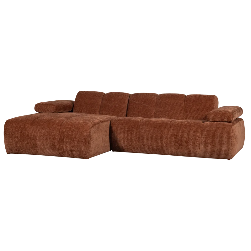 Divano chaise longue mojo sinistra tessuto a coste intrecciato marrone ruggine