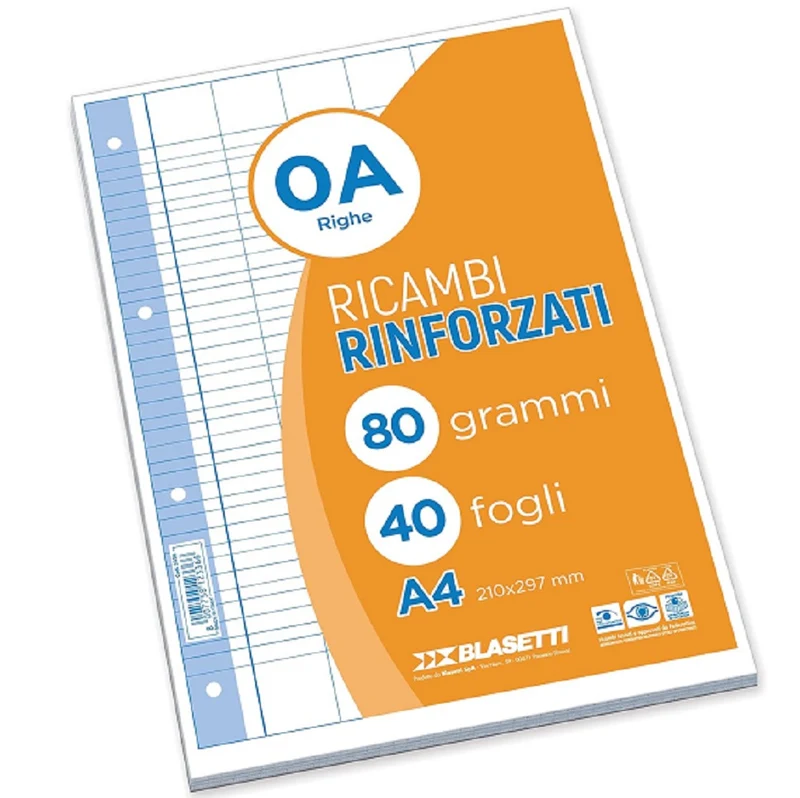 Fogli Di Ricambio A4 Confezione 40fg 80 Gr A