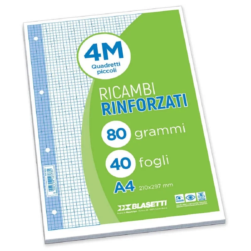 Fogli Di Ricambio A4 Confezione 40fg 80 Gr 4 Mm