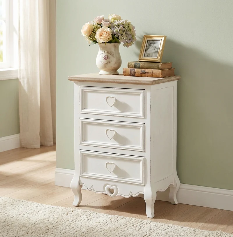 Mobiletto 3 cassetti shabby chic in Legno cm 45x34x66 - WOLF