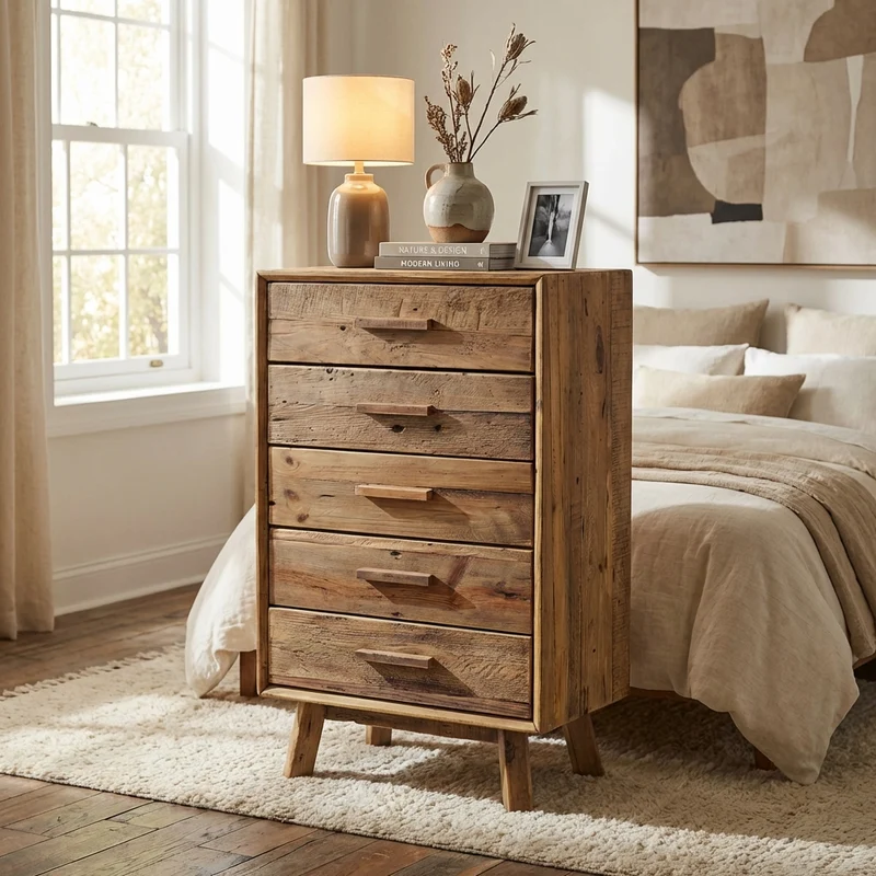 Cassettiera in Pino riciclato cm 60x40x140 5 - PINE