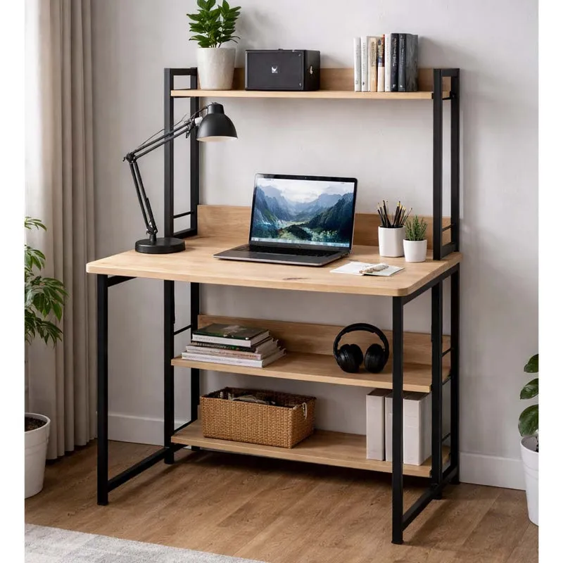 Scrivania Kos Legno E Nero 4 Ripiani