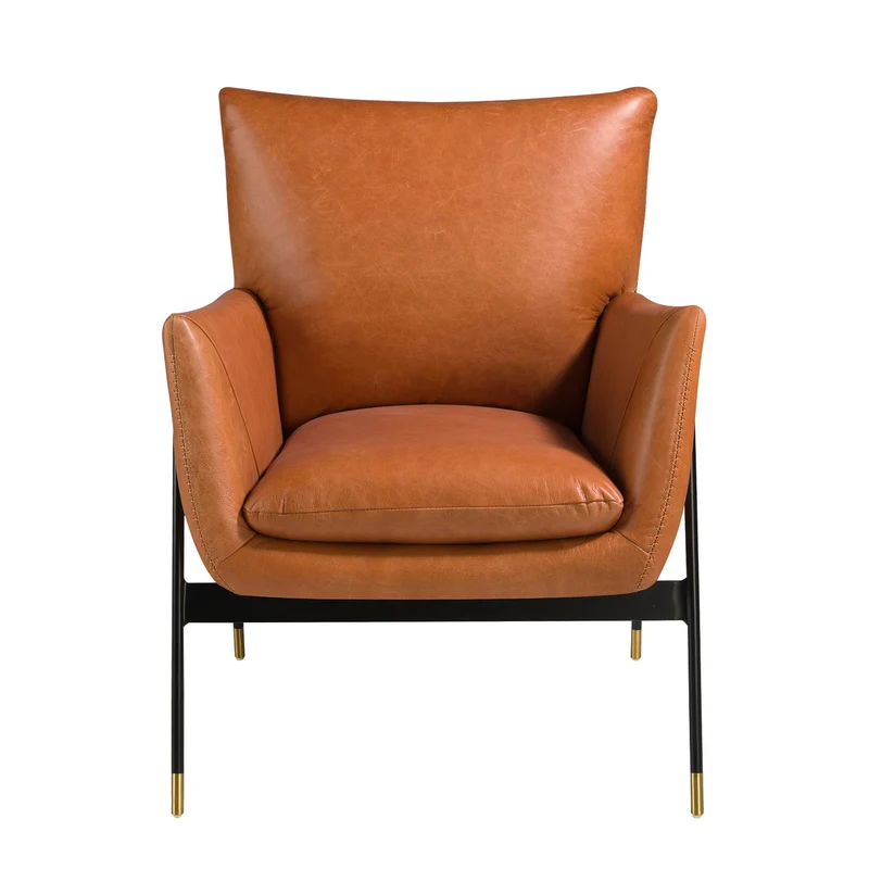 Poltrona girevole in pelle marrone