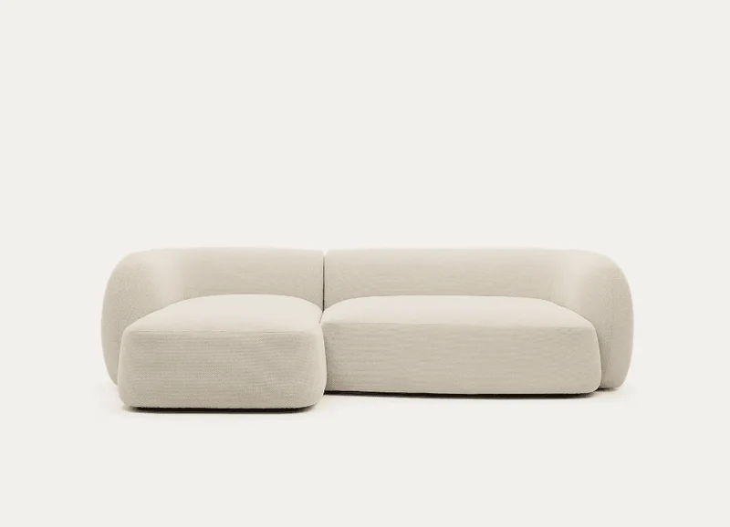 Divano modulare Martina 3 posti con chaise longue ciniglia écru 287 cm