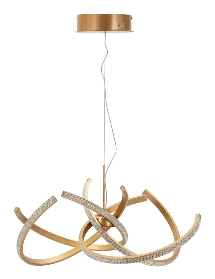 Lampadario LED a sospensione cerchi intrecciati oro spazzolato 3 temperature - CELTIC