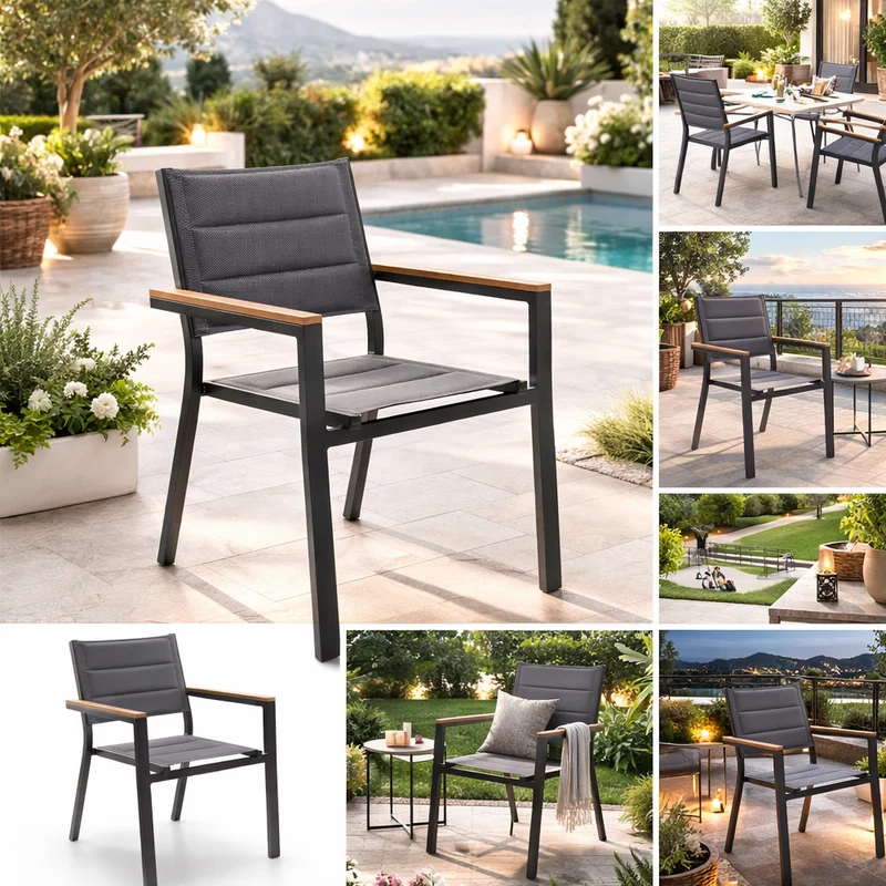 Sedia Con Braccioli Santorini Antracite