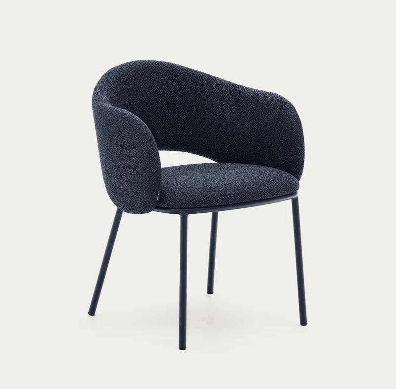 Sedia Maina in ciniglia spessa blu e gambe in acciaio con finitura blu FSC Mix Credit