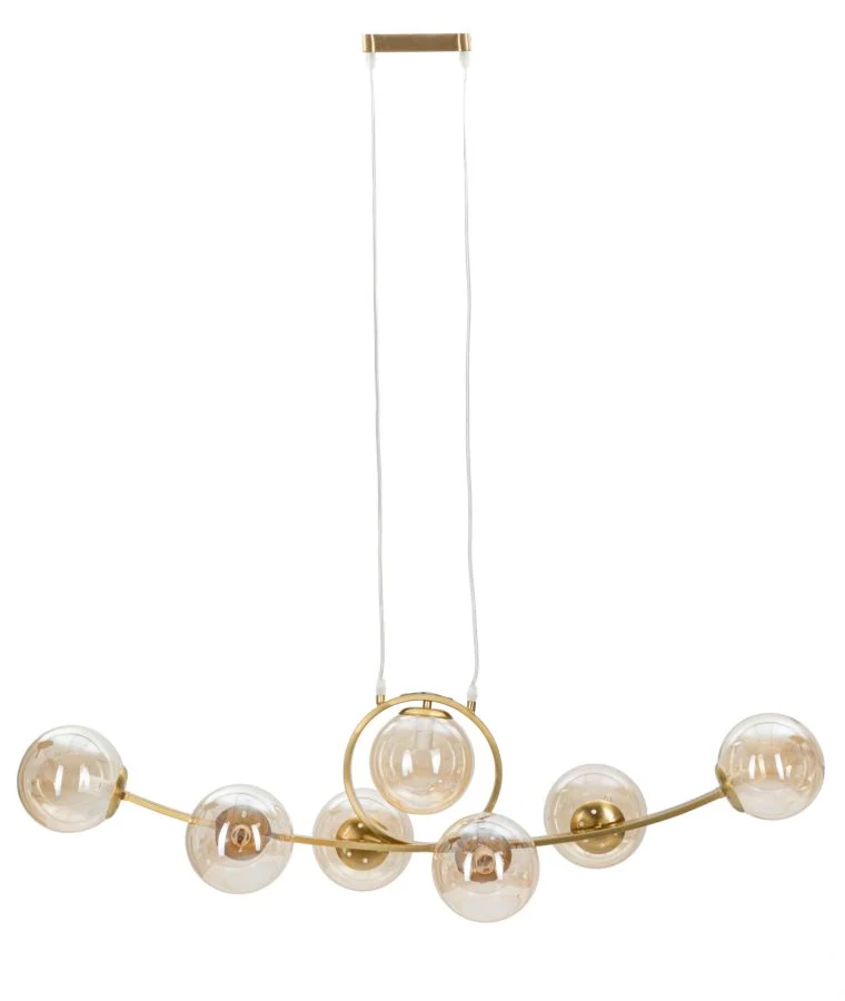 Lampadario in Metallo Dorato 7 Luci con Sfere di Vetro - JAPAN 7 LUCI