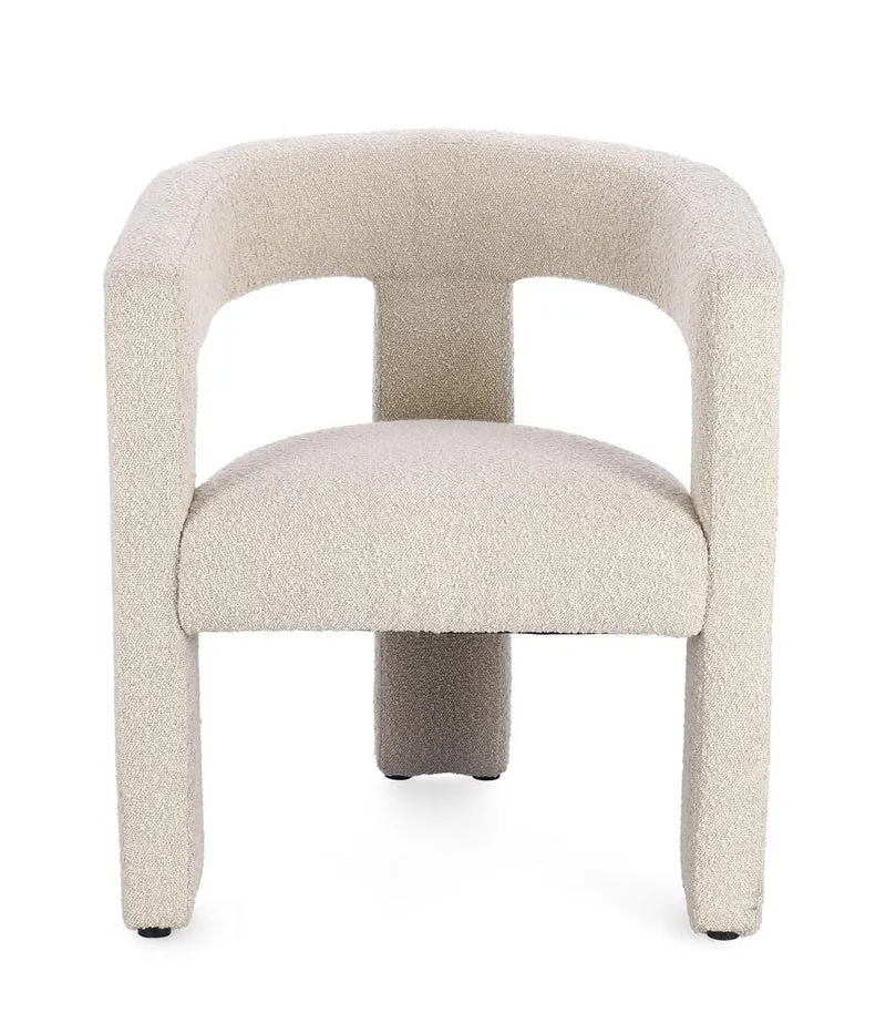 Poltroncina DUDE' 3 gambe in tessuto bouclè bianco