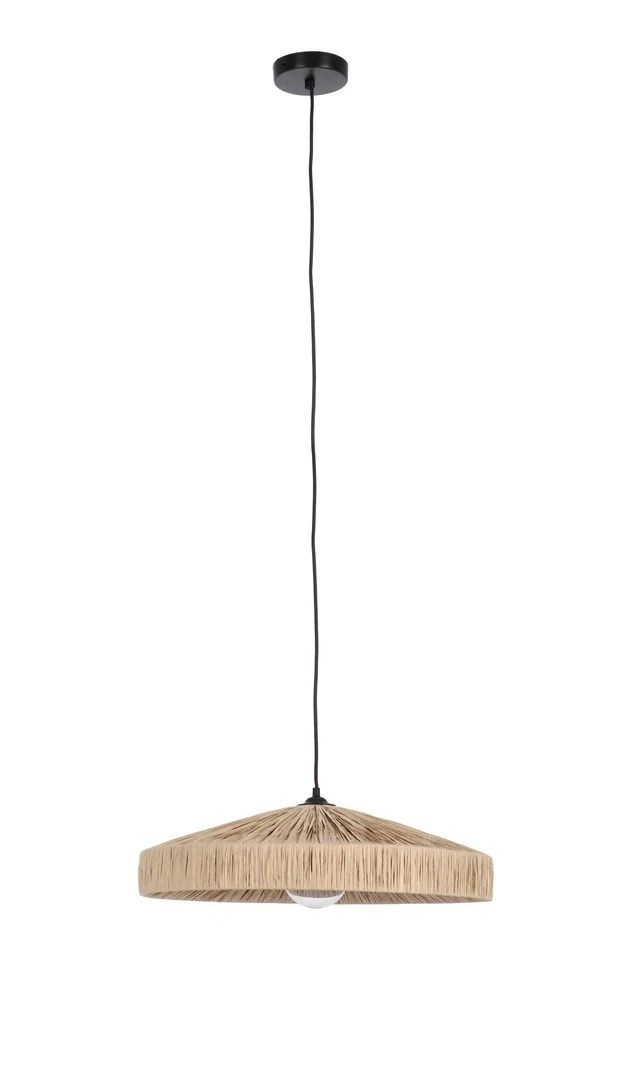 Lampadario a Sospensione in Rafia Naturale con Paralume Piatto - MEI-WEN