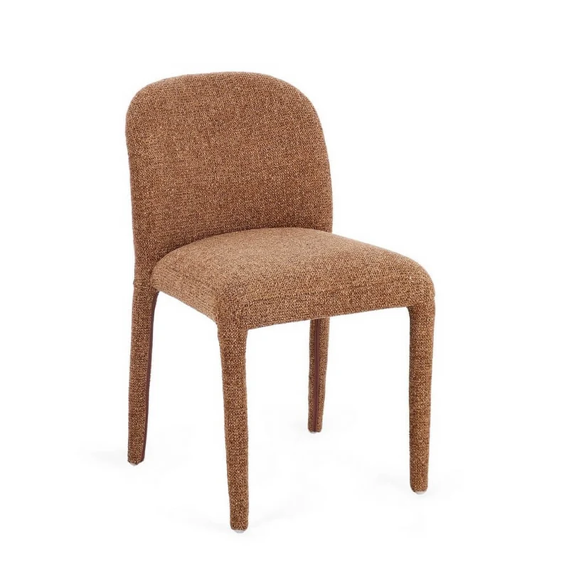 Set di 2 Sedie Imbottite in Tessuto Bouclé con Gambe in Acciaio - ANTARA