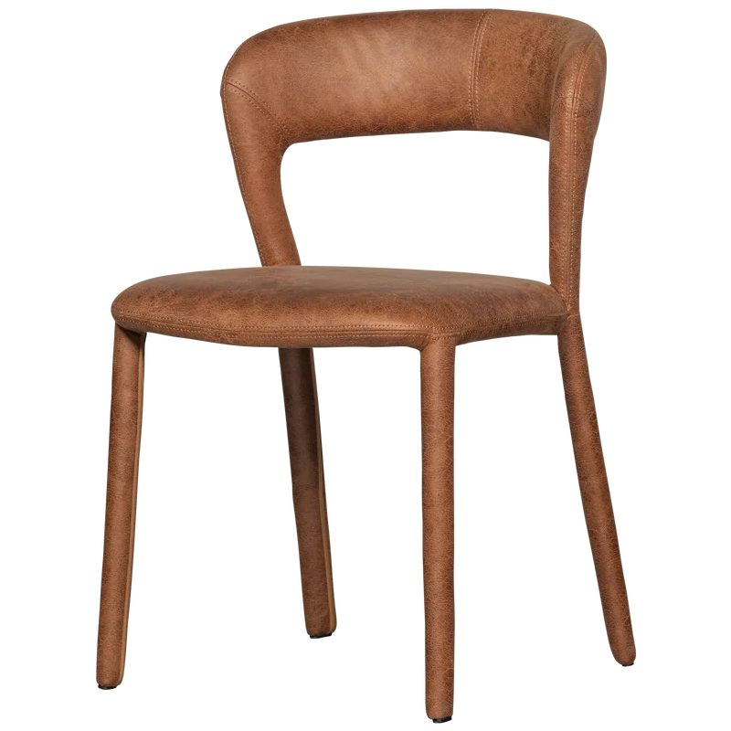 Sedia da pranzo nobile in pelle cognac