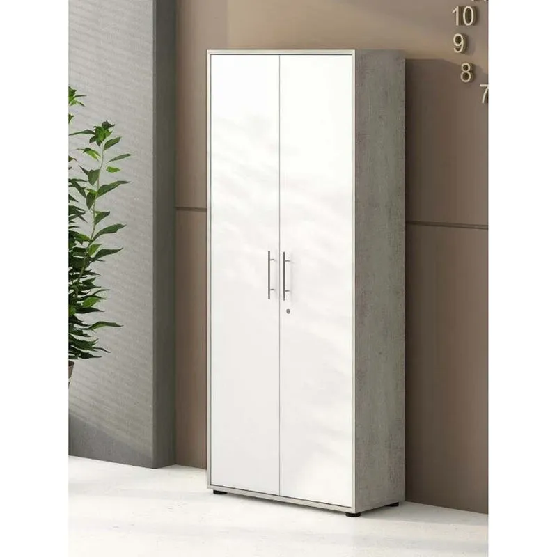 Armadio Omega 188x78 Cemento Ante Bianche