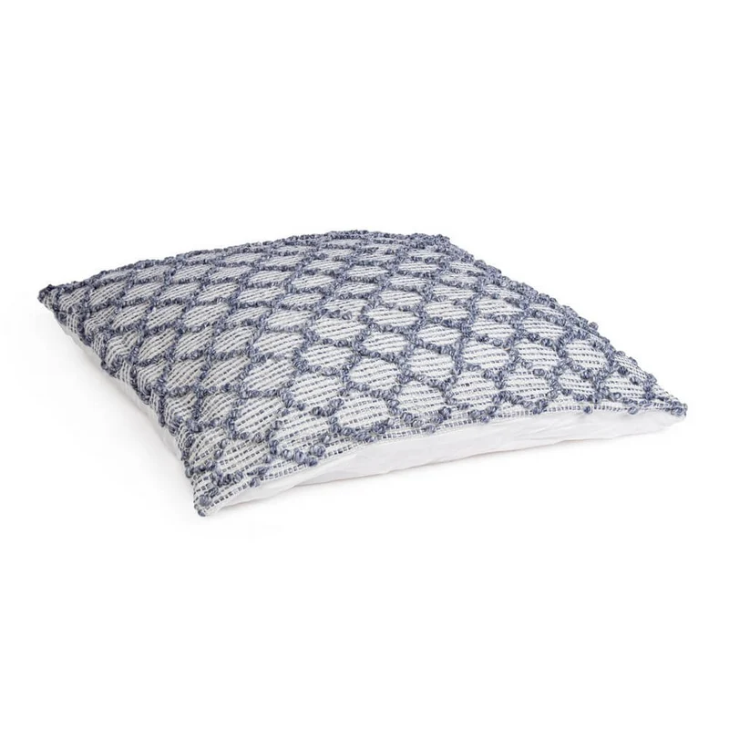 Cuscino da Esterno Blu Bianco Tessuto Intrecciato 80x80 cm - CHANDER