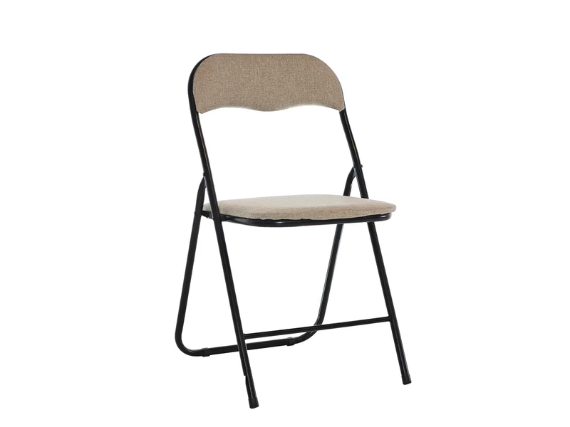 Sedia Pieghevole Imbottitura In Lino Beige
