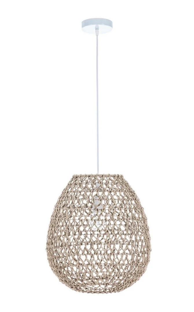 Lampadario a Sospensione Intrecciato in Carta Naturale - YUSUF