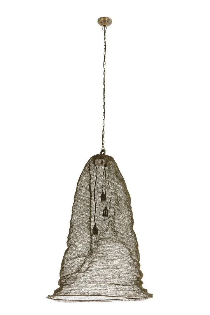 Lampadario a sospensione in rete metallica ottone stile boho - DARIO