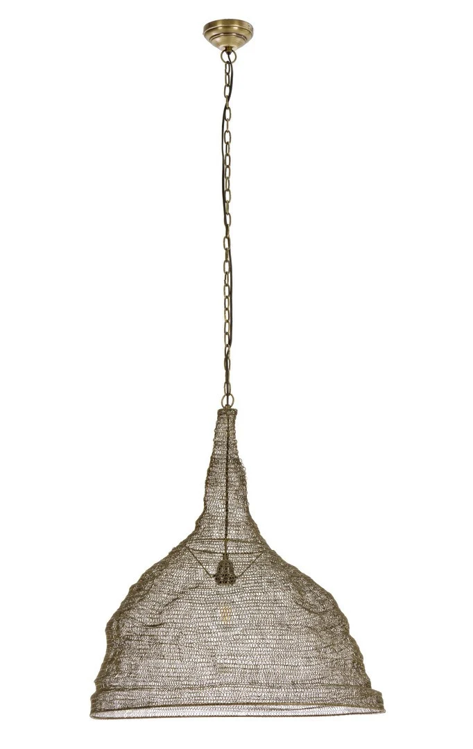 Lampadario a sospensione in rete metallica ottone stile etnico - DARIO