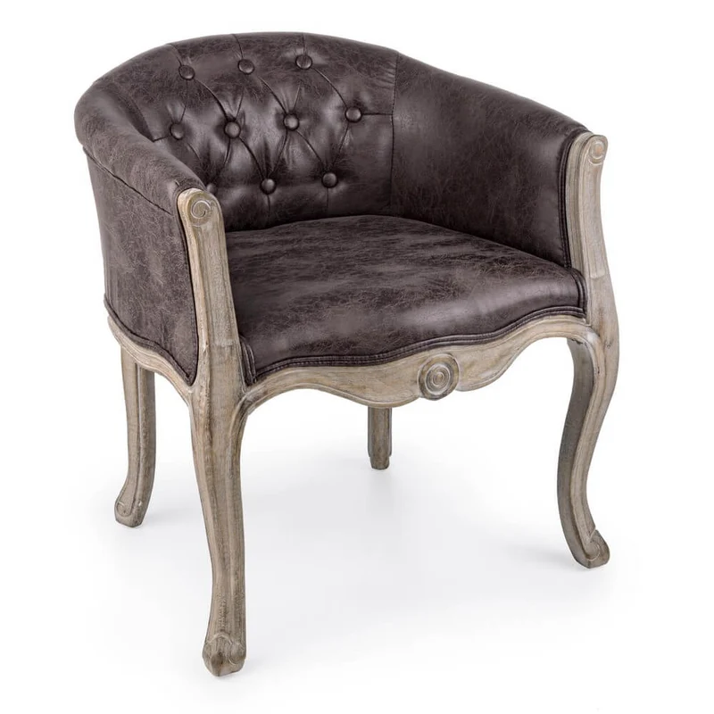 Set di 2 Poltrone Barocche Imbottite con Struttura in Legno - MAXWELL