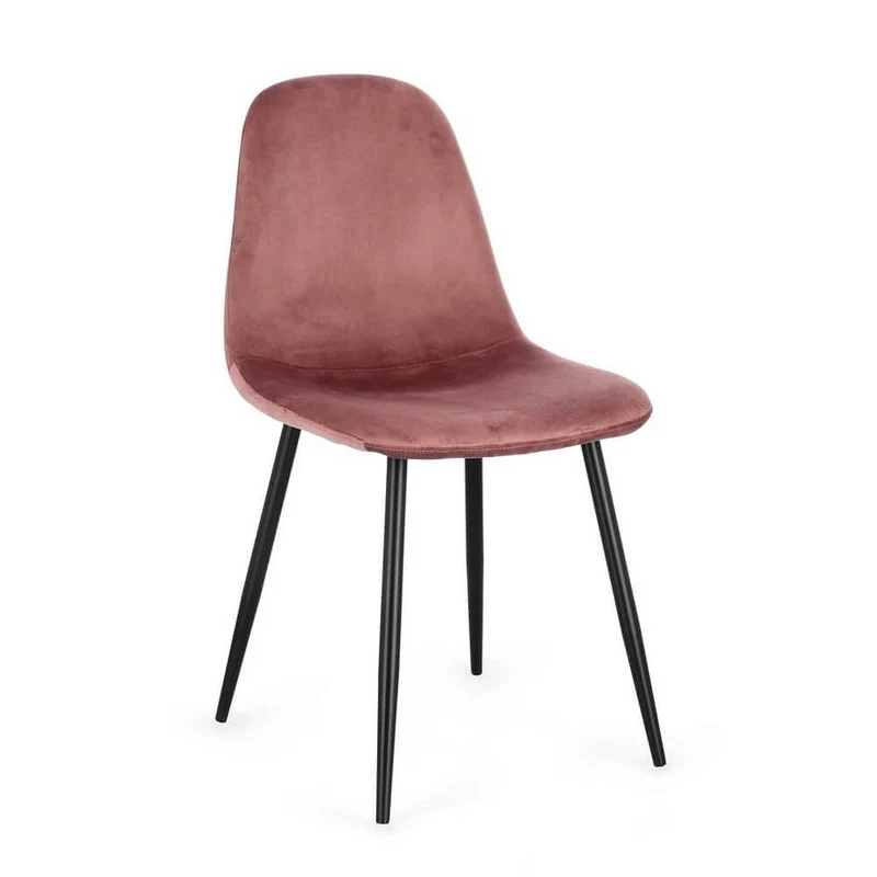 Set di 4 Sedie Imbottite in Velluto con Gambe in Acciaio - IRELIA