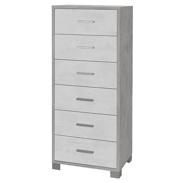 Cassettiera Lipari 6 Cassetti Cemento 50x41x124 Cm