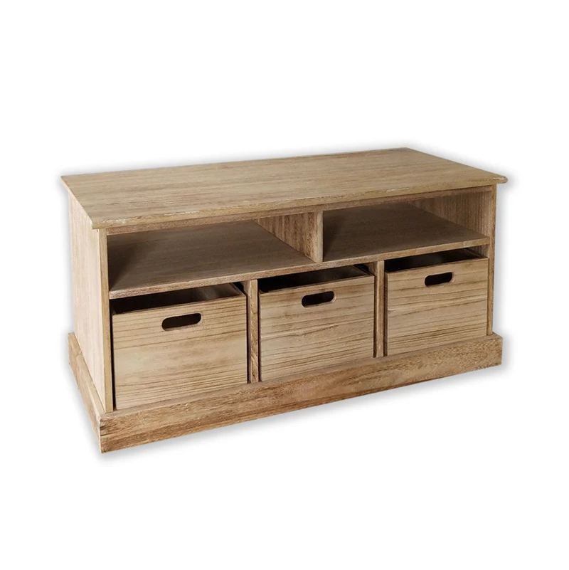 Base Madera 3 Cassetti 2 Ripiani 95x35x44 Cm