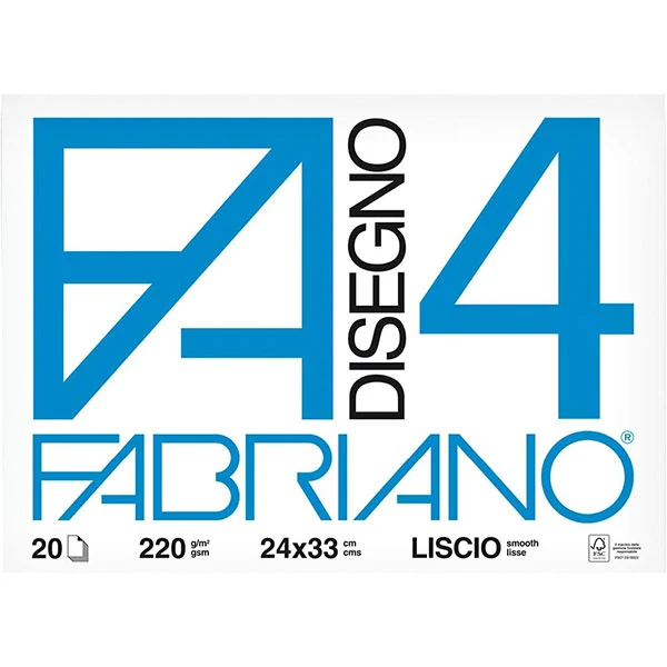 Blocco Disegno F4 Liscio 24x33 20 Fogli 220gr