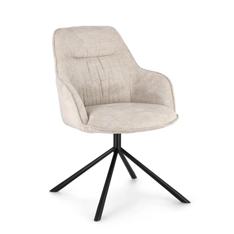 Set di 2 Poltrone Imbottite in Tessuto con Braccioli e Gambe in Acciaio - EFFORTLESS