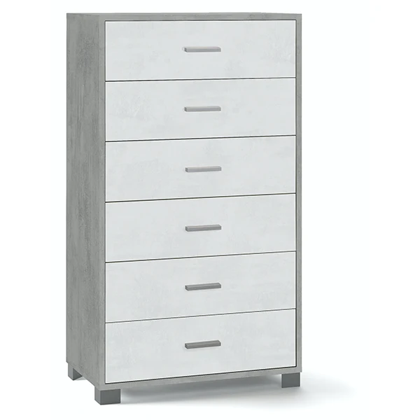 Cassettiera Ischia 6 Cassetti Cemento 70x41x124 Cm